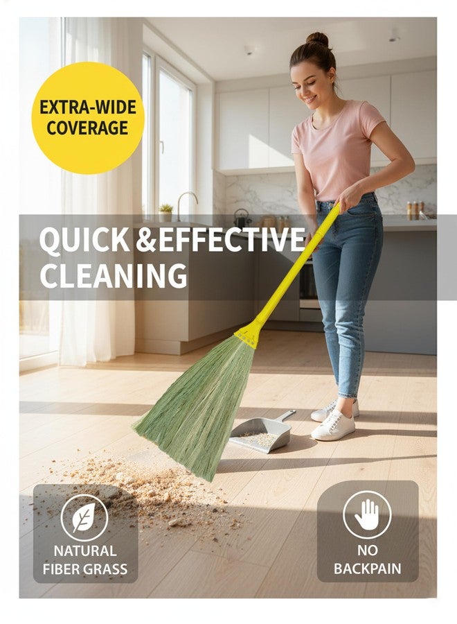 UMD 4D No Backpain Natural Grass Broom with Back Pain Prevention Design, 250g Lightweight, 4ft Long Handle with Wide Head, Covers More Area in one Sweep, Floor Cleaning jadu (1) - Image 4